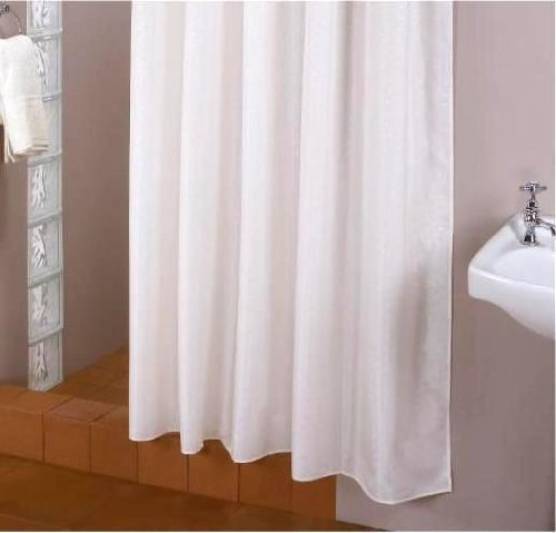 KS Handel 24 EXTRA LANG! Textil DUSCHVORHANG Weiss 120 BREIT 230 HOCH! ÜBERLÄNGE 120x230 cm! Shower Curtain White EXTRA Long!
