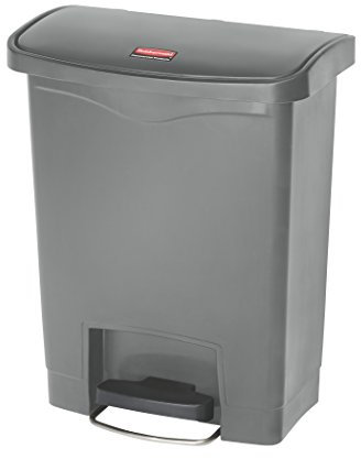 Rubbermaid Commercial Products Slim Jim Step-on Resin Front Step Waste Receptacle Bin 30 Litre Grey 1883600