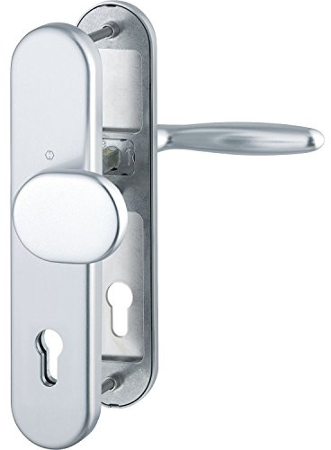 HOPPE 3895866 Sicherheits-Wechselgarnitur Verona-Ö-Norm Entfernung 88mm, Aluminium Silber eloxiert, Langschild Profilzylinder für Türstärke 62-72mm, ohne Kernziehschutz, Klasse 3, 1 Stück