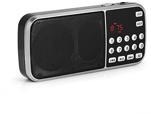 VBESTLIFE Mini Radio FM Portátil Reproductor de MP3 Música con Función de Linterna LED Modo USB / TF / FM / AUX Altavoz Incorporado Soporte Tarjeta TF, disco U