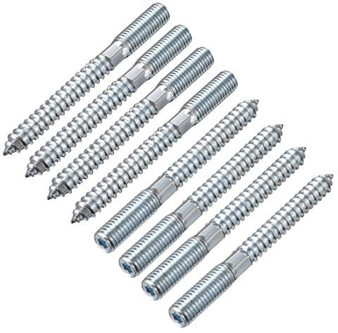 sourcing map M10 Stockschrauben, Länge 100 mm, Doppelkopfschrauben, selbstschneidende Schraube, 10 mm, Holzgelenk, Möbelbeine, 8 Stück