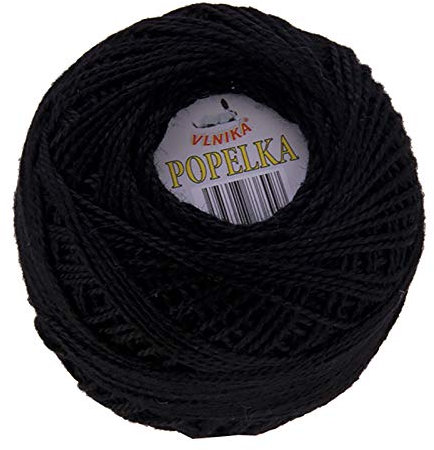 10g Stickgarn/Häkelgarn Popelka 85m 100% Baumwolle Filethäkeln Sticken Häkeln Farbwahl, Farbe:schwarz