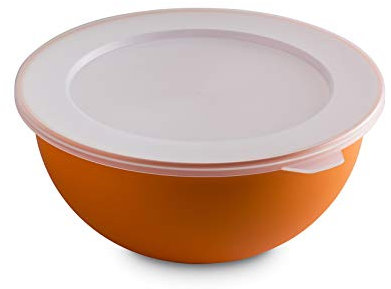 Omada Design Bol 1,5 lt + couvercle, diamètre 20 cm, blanc à l'intérieur et coloré à l'extérieur, en polypropylène et plastique antibactérien, Sanaliving