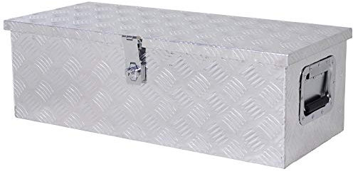 HOMCOM Boite de rangement - boîte à outils en aluminium - caisse à outil alu. poignées rétractables verrouillage clé dim. 76L x 33l x 25H cm