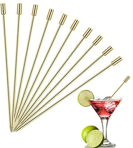 10 Piezas de palitos de cóctel, palitos de Fruta de Acero Inoxidable, Palillos de Bebidas Reutilizables, Palillos de Aperitivo, palitos de Vidrio de Martini