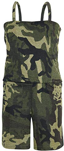 A2Z 4 Kids Girls Plain Summer - Plain Playsuit Camo Green 5-6