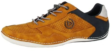 bugatti Herren Casual Sneaker mit Flexibler Sohle, Schnürschuh mit Memory Foam, Elastische Schnürsenkel, Gelb, 46 EU