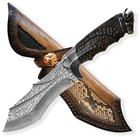 DELLINGER Okse vg-10 & Damastmesser & Damaststahl Messer & Outdoor Damastmesser 155 mm Klinge