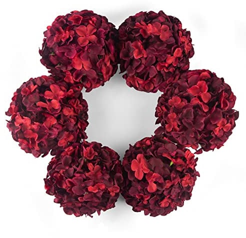 DuHouse Fiori artificiali di ortensia in seta più grandi con stelo, fiori finti di ortensia per matrimoni, casa, giardino, centrotavola, confezione da 6(bordeaux)