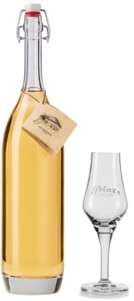 Prinz Alte Marille Set – 0,7 l Original Prinz Alte Marille 41% vol mit Holznote und ein edler Exklusivkelch – Geschenk für Männer, Vatertag, Muttertag, Geburtstage & besondere Anlässe