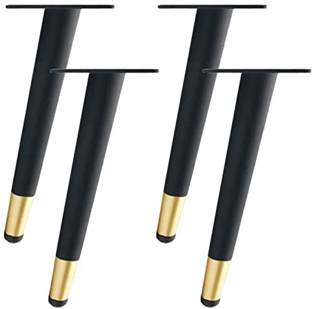 CWYP-038 Tischbeine Metall Mobelbeine Schwarz Gold Höhe:10-55 cm Couchtisch/TV Tisch/Beistelltische/Kommode/Nachttisch Beine Kegel Tischfüße Eisen | Galvanikfläche,4 Stück Möbelfüße (35cm,Schräge)