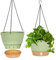 QCQHDU Lot de 2 jardinières suspendues, 25.4 cm de diamètre pour l'intérieur et l'extérieur, Pot de Fleurs Suspendu avec Trou de Drainage et 3 Crochets pour Le Jardin et la Maison (Vert).