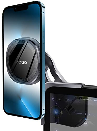 OQTIQ Tesla Phone Mount for MagSafe Model 3 / Y Accessories Magnetic Car Phone Holder Flip Cover Design Tesla Phone Holder for iPhone 16 15 14 13 12 Pro Max All Phones Compatible with MagSafe Case