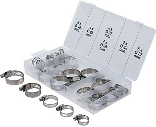 Bgs Technic - Sortiment von Schlauchschellen aus Edelstahl, 10 bis 38 mm