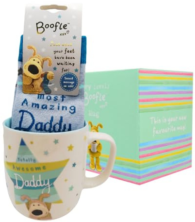 Boofle Brilliant Daddy Mug & Socks Gift Set Cute Socks & Boofle Mug in Gift Box BOOFMSDDY