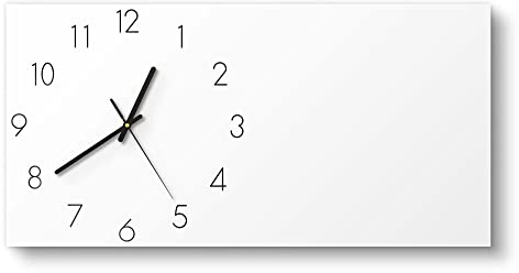 DEQORI Glasuhr | vertikal 60x30 cm | Unifarben - Weiß | große XXL Design Uhr aus Glas | leise Wanduhr für Wohnzimmer & Küche | moderne Hingucker Uhr für die Wand