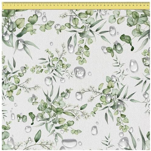 DreamRoots Segeltuch Wasserdicht - Polsterstoff Meterware 160 cm breit - Wasserabweisender Stoff 220 g/m2 600D - Markisenstoff Wasserdicht Meterware Eucalyptus Leaves 1M