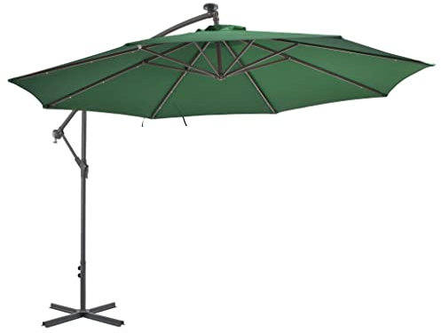 Home & Garden mit freitragendem Regenschirm mit LED-Lichtern und Metallstange, 350 cm, grün