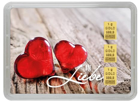 Goldstücke24 - Geschenk aus Gold In Liebe von Herzen Goldbarren 3g - Tolle Geschenkidee - Echtheitsgarantie