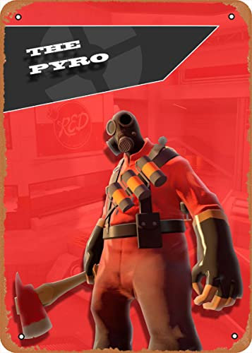 muecddoa muecddoa Classic Animationsfilm und Fernsehen TF2 Poster Metall Pyro Wandkunst Dekor Blechschild - 20,3 x 30,5 cm