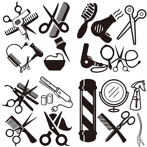 GORGECRAFT 4 Styles Friseur-Aufkleber Kleiner Kamm-Aufkleber Selbstklebender Auto-Aufkleber Haartrockner Wandaufkleber wasserdichte Automobil-Außendekoration Aufkleber Für SUV LKW Motorrad