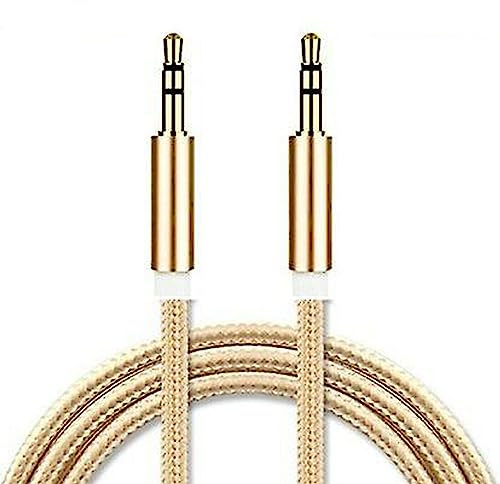 GOLD Aux Cable, 3.5mm, 1.2M, Nylon Braided Metal Connector, Stereo Audio Jack to Jack Compatible with Car, Smartphone, Headphones, Tablet, Speaker