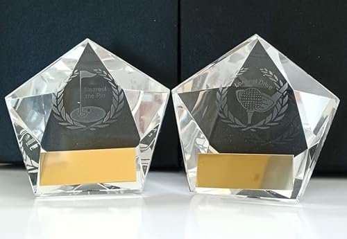 Twin Pack Longest Drive & Nearest The pin Golf 3D Crystal Glass Trophy Award 80mm Free Engraving -T8970 T8969-CL