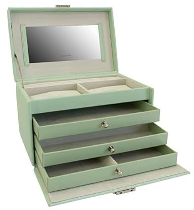 Friedrich23 Jolie 2.0 Schmuckkoffer Mint – Feinsynthetik 24x16x15 cm, Schmuckbox für Alltagsgebrauch