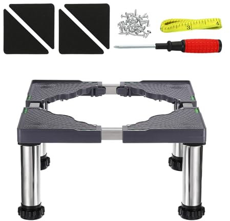 YOKIVE Mini Fridge Stand, Adjustable Base Tray Riser for Refrigerator Washer Dryer AC Water Cooler, 4 Strong Feet, 9.4-10.6 Height