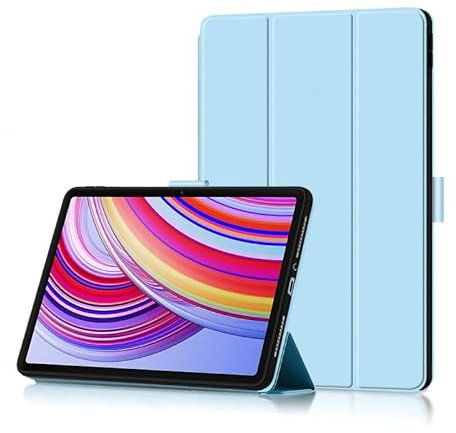 FDHYFGDY Hülle für Xiaomi Redmi Pad Pro 4G/5G/ Poco Pad 12,1 Zoll Schutzhülle, Neues PU Leder Case Dreifach Falt Klapp Schutzhülle mit Auto Schlaf/Wach Funktion -Blau