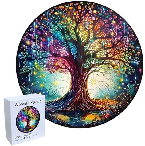 Wocpvm 192 Pièces Arbre de Vie Puzzle en Bois avec Boîte - Forme Unique pour Enfants à partir de 12 Ans et Adultes (28 x 28 cm)