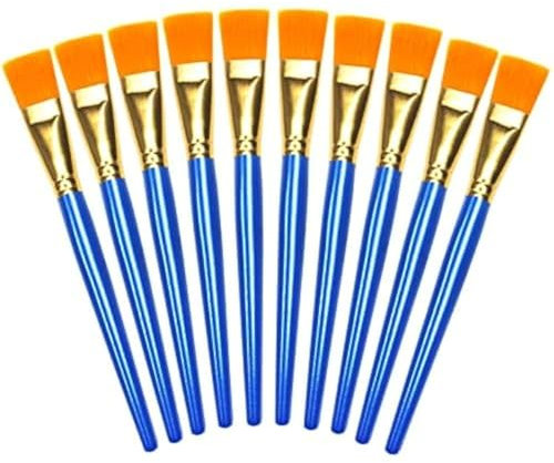 10Pcs 1 inch Paint Brushes Acrylic Paint Brush Big Flat Paint Brushes Watercolor Synthetic Brushes Bulk Wooden Handle Painting Brush Detail Oil Brush for Adult Crafts Face Body Furniture