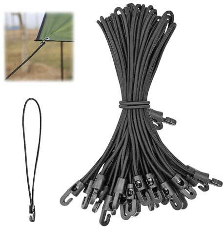 Pulpos Elasticos con Gancho, 16 Unidades Cuerdas EláSticas de Sujeción Goma Elástica Ajustable Tensor de Goma Cama Elastica para Camping, Lonas de Remolque, Cubierta de Piscina