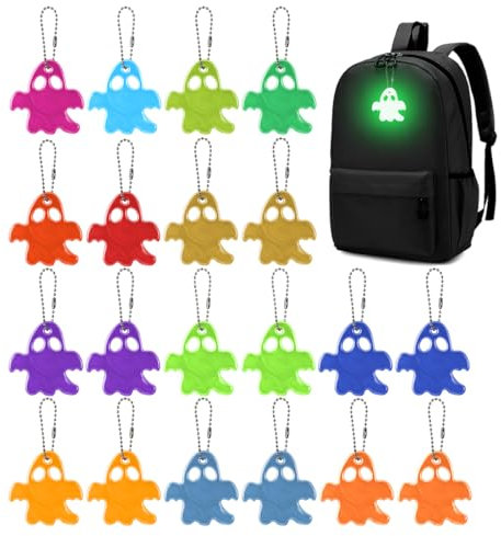 Reflektoren Kinder, 20 Stück Reflektor Anhänger, Leuchtanhänger Schulranzen, Reflektoren Schulranzen Schlüsselanhänger, Sicherheits Reflektor Anhänger für Schultasche Kleidung Rucksack Radfahren