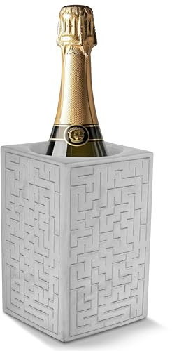Tivendis Beton Weinkühler | Sektkühler & Flaschenkühler für Wein und Champagner | Design-Option: Labyrinth | Stilvolles, langlebiges Beton-Design für kalte Getränke