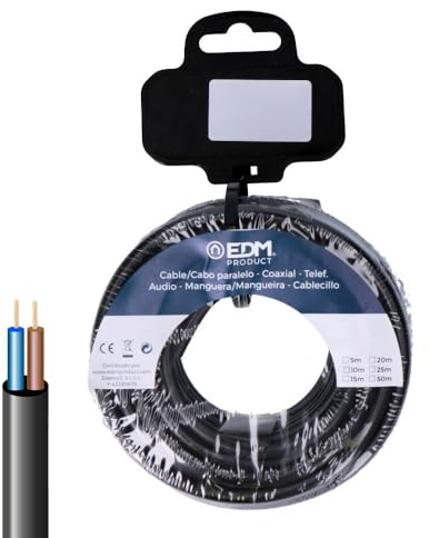 Schlauchtrommel H05VV-F 2 x 1 mm, schwarz, ideal für sichere elektrische Verbindungen, Länge 15 Meter, perfekt für den privaten und professionellen Gebrauch. Garantierte Qualität!