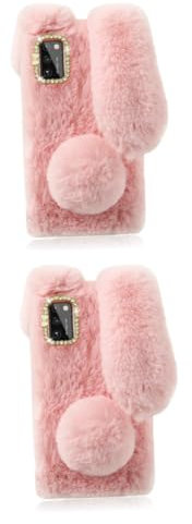 Uonlytech 2St Plüsch-Handyhülle Hase Handyhülle Stoßfeste Handyhülle Plüschetui für Kratzfeste Handyhülle Hülse Protect schutzzelt Heat handwärmer Mini Accessoires winterk stoßstange Rosa