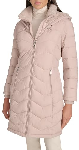 Calvin Klein Damen Lange, Leichte Zickzackmuster Vorne Jacke, Cappuccino, XS