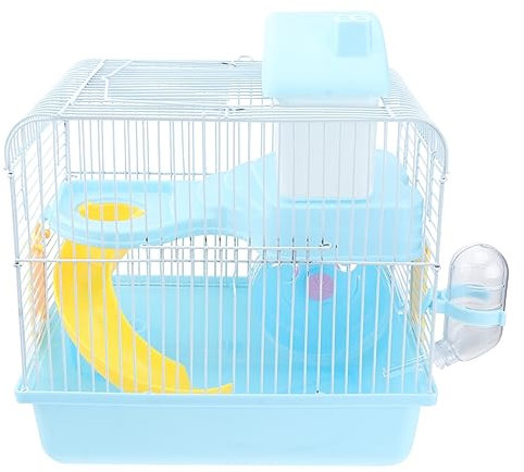 BELLIFFY Doppelstöckiger Hamsterkäfig aus Pp und Eisen Draht Sicher Verschlossen und Bruchsicher als Villa Käfig für Kleine Haustiere Wie Hamster und Zwerghamster