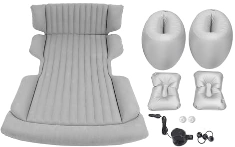 Wakects Car Air Mattress for SUV, Inflatable with Thickened Flocking, 2 Support Pillars, Electric Pump Included, for Travel Camping Outdoor Activities