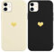Yoedge 2 Pack Black & Beige Heart Phone Case for iPhone 12/12 Pro, Soft TPU Silicone with Love Aesthetics Pattern, Shockproof Bumper Protector Matte Cover for Women