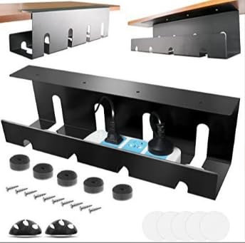QOUBNIC Bandeja Organizador Cables Escritorio, Organizador de Cables Bandeja de Gestión Cables Debajo Mesa Escritorio, Sin Necesidad de Taladrar Bandeja Cables Escritorio para Oficina, Hogar