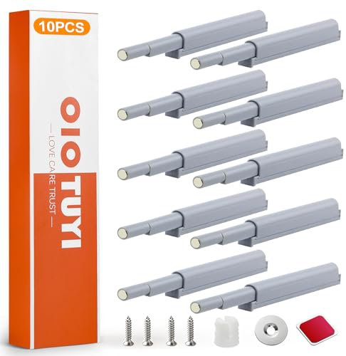 OioTuyi 10 Stück Magnetische Push to Open Drucktüröffner für Schrank, Schublade, Tür – Tip-On Entriegelungsriegel mit Drucköffner & Schranktüröffner