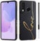 HAONANDE Étui pour Huawei P30 Lite, Housse Mignon Bling de Luxe pour Filles Femme avec Doré Motif de Coeur d'amour dragonne Cordon, Ultra Fine Souple TPU Antichoc Coque Noir