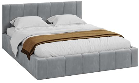 FDM Bett Florida 180x200 cm mit Lattenrost Stauraum Doppelbett Samt Trinity grau Bettkasten