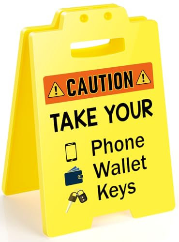 MBL Phone Wallet Keys Reminder - Take Your Keys Phone Wallet Small Mini Desktop Desk Warning Caution Reminders Signs for Home Office Checkout Counters Restaurants Cafes Bars Fitting Rooms