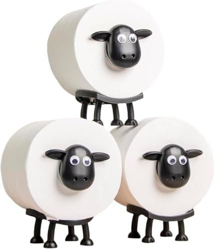 3-Pack Sheep Toilet Paper Roll Holder Set,Cute Bathroom Organizer with Adorable Design