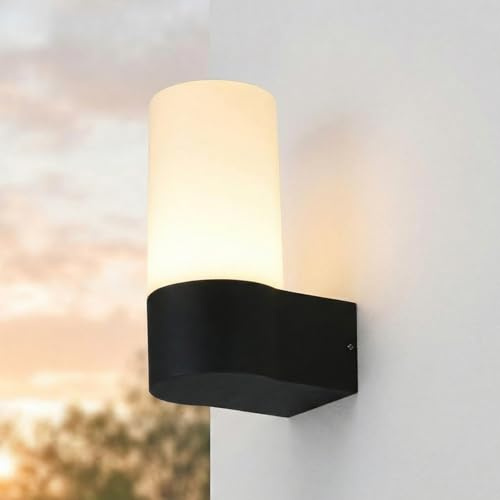 LED Wandlampe außen Smart Home H: 19,7 cm IP44 mit Farbwechsel 3000K + RGB Schwarz Weiß Wandleuchte aussen Terrassenlampe Balkonlampe