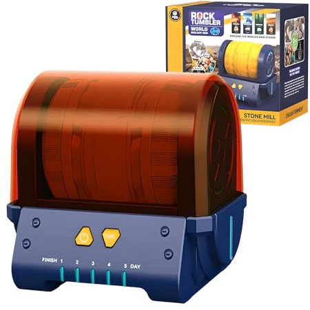 Rock Tubler Machine électrique, Bijoux de Polissage Tumbler avec Couverture de partition et Baril de Polissage de Colle, Boutons de la minuterie de 5 Jours, Rouleau à molette, pour Les Adultes Kids