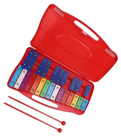 Tomvorks 25 Hinweis Aluminium Farmfrohes Kinder Xylophon, Professionelles Instrument für die Frühe Bildung, Verfügt über 2 Oktaven, G-G-Reichweite, Tragetasche mit Griff, Ideal für